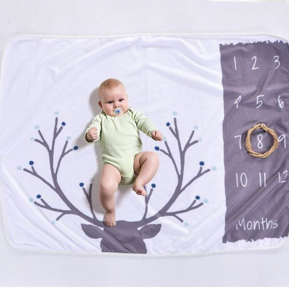 Deer Antler Fleece Milestone Blanket Baby Boy